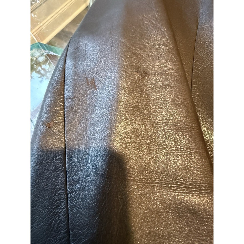 Vintage 90s Calvin Klein Collection Brown Lamb Leather Blazer Jacket Sz M - Picture 12 of 16